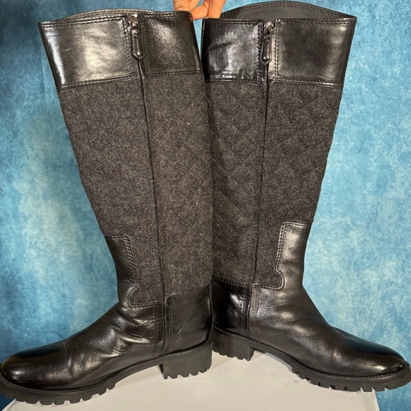 Tory Burch Rosalie Quilted Riding Boots Black Women’s 7.5 - Picture 2 of 10